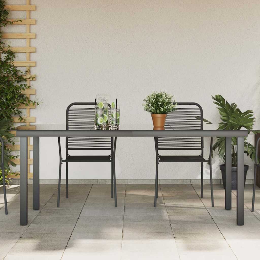 vidaXL Градинска маса черна 190x90x74 см алуминий и стъкло