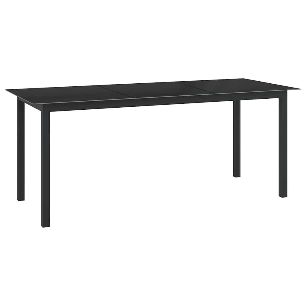 vidaXL Градинска маса черна 190x90x74 см алуминий и стъкло
