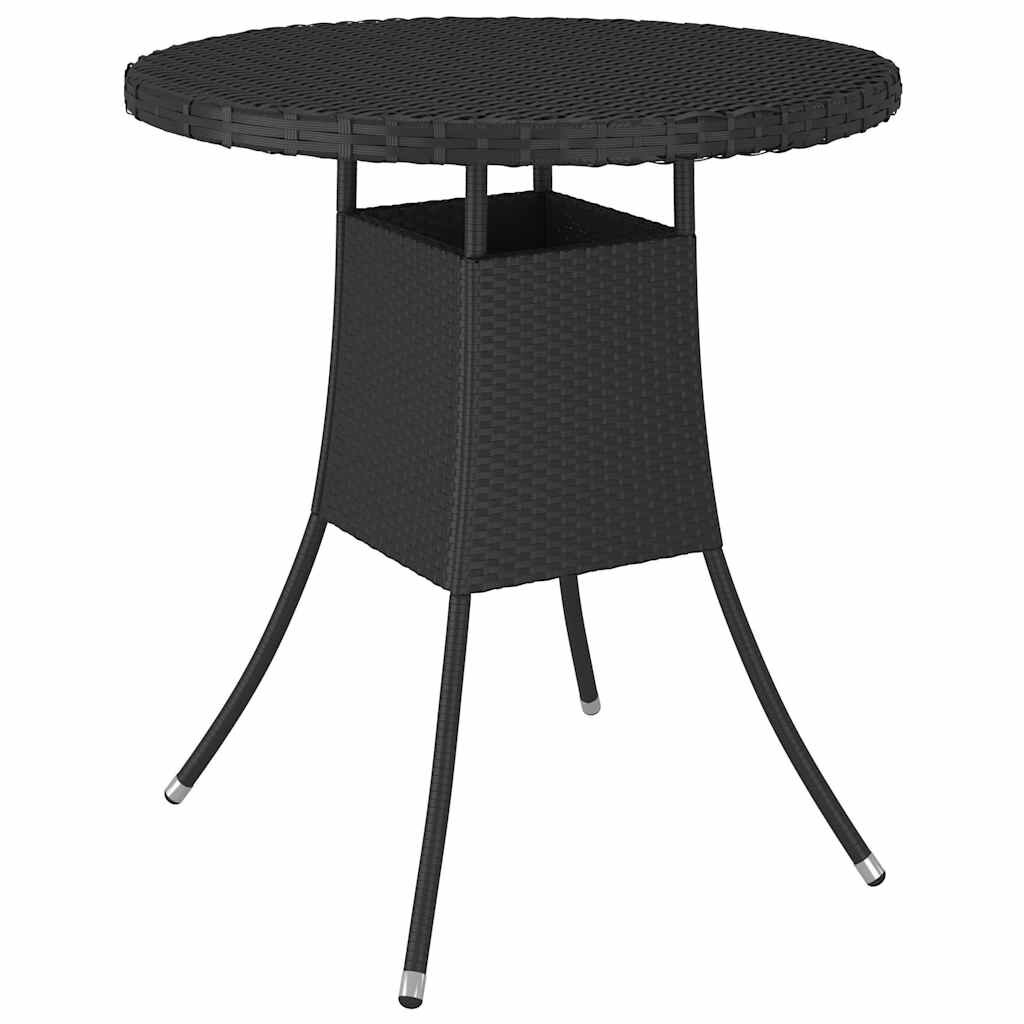 vidaXL Градинска маса черна 70x70x73 см полиратан