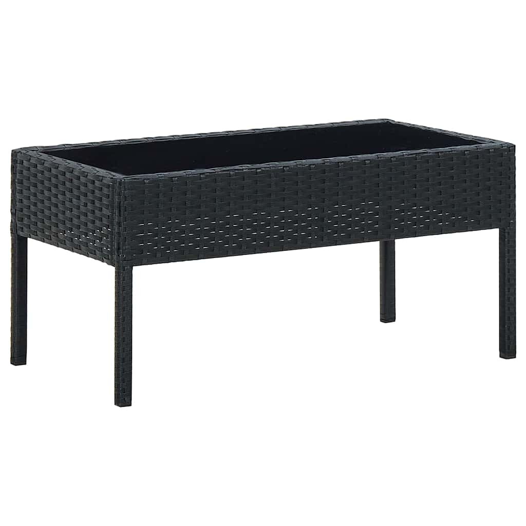vidaXL Градинска маса черна 75x40x37 см полиратан