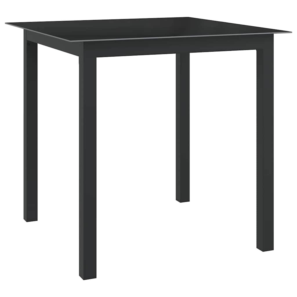vidaXL Градинска маса черна 80x80x74 см алуминий и стъкло