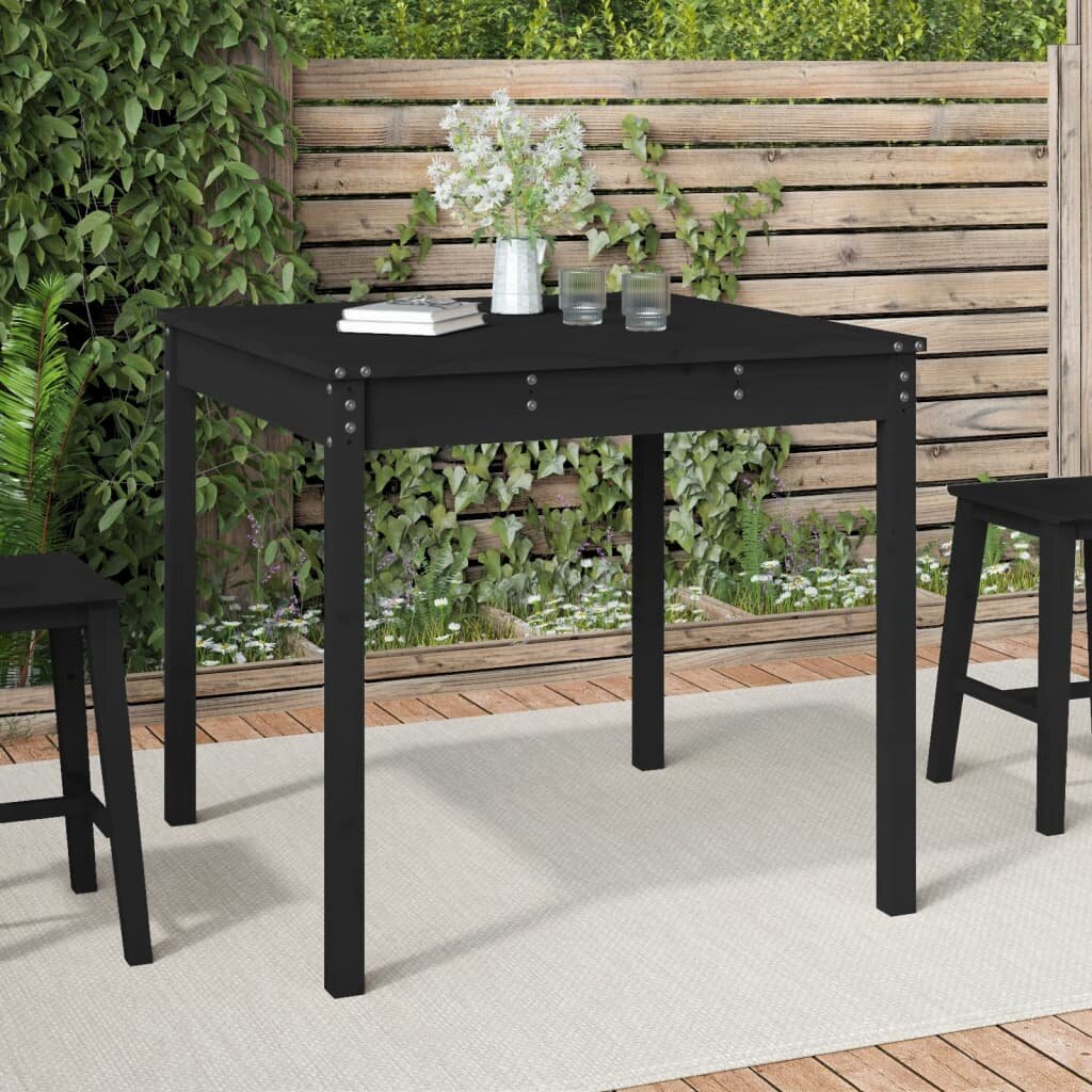 vidaXL Градинска маса черна 825x825x76 см масивна борова дървесина