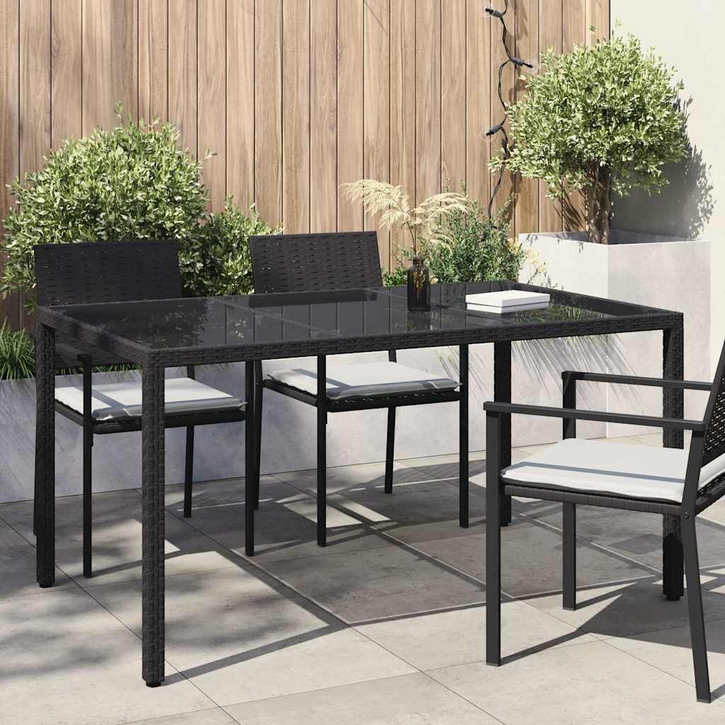 vidaXL Градинска маса Черно 150 x 90 x 75 cm полиратан