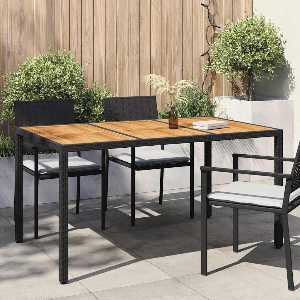 vidaXL Градинска маса Черно 150 x 90 x 75 cm полиратан