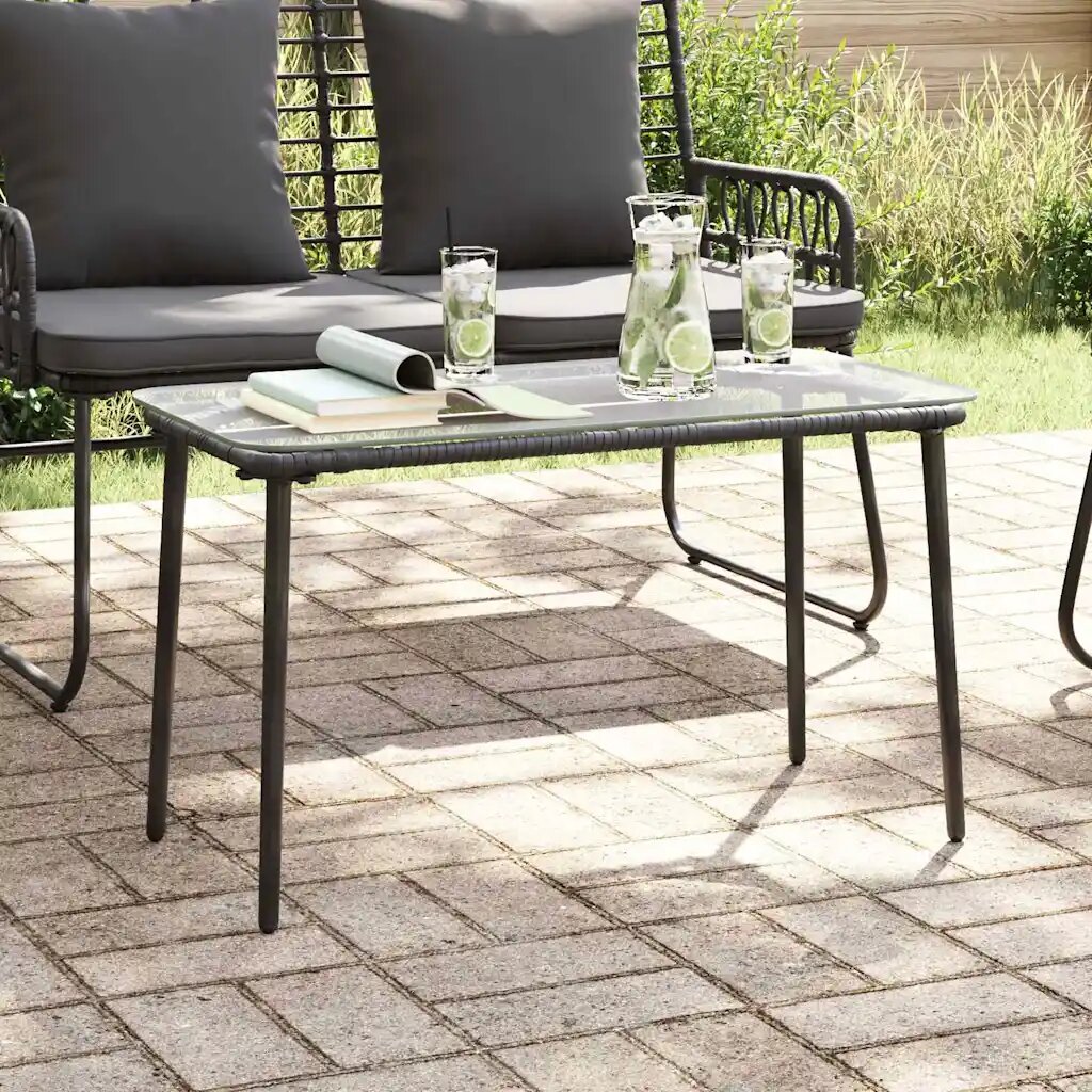 vidaXL Градинска маса Черно 80 x 40 x 45 см полиратан