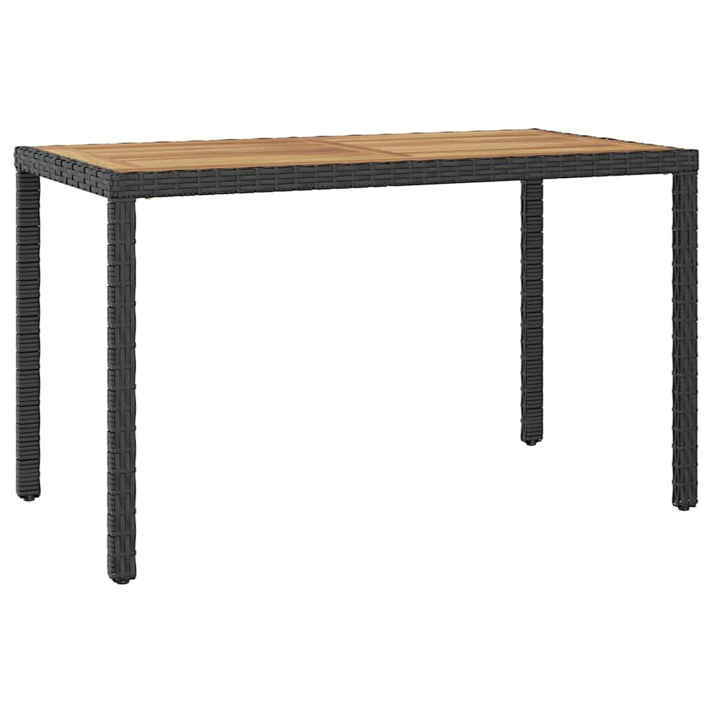 vidaXL Градинска маса черно и кафяво 123x60x74 cм акация масив