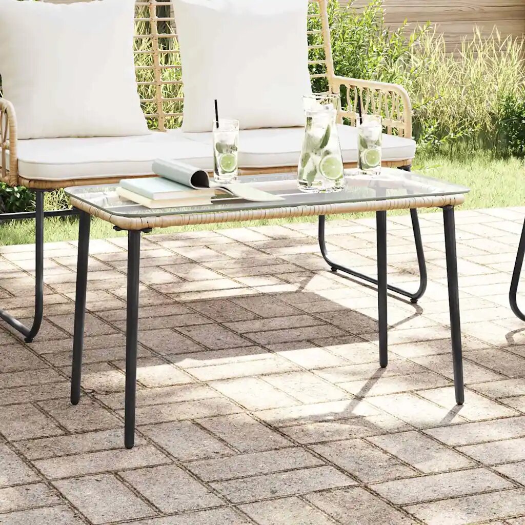 vidaXL Градинска маса Естествен 80 x 40 x 45 см полиратан