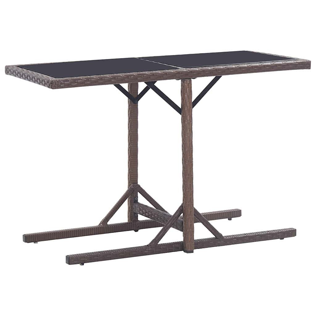 vidaXL Градинска маса кафява 110x53x72 cм полиратан стъкло