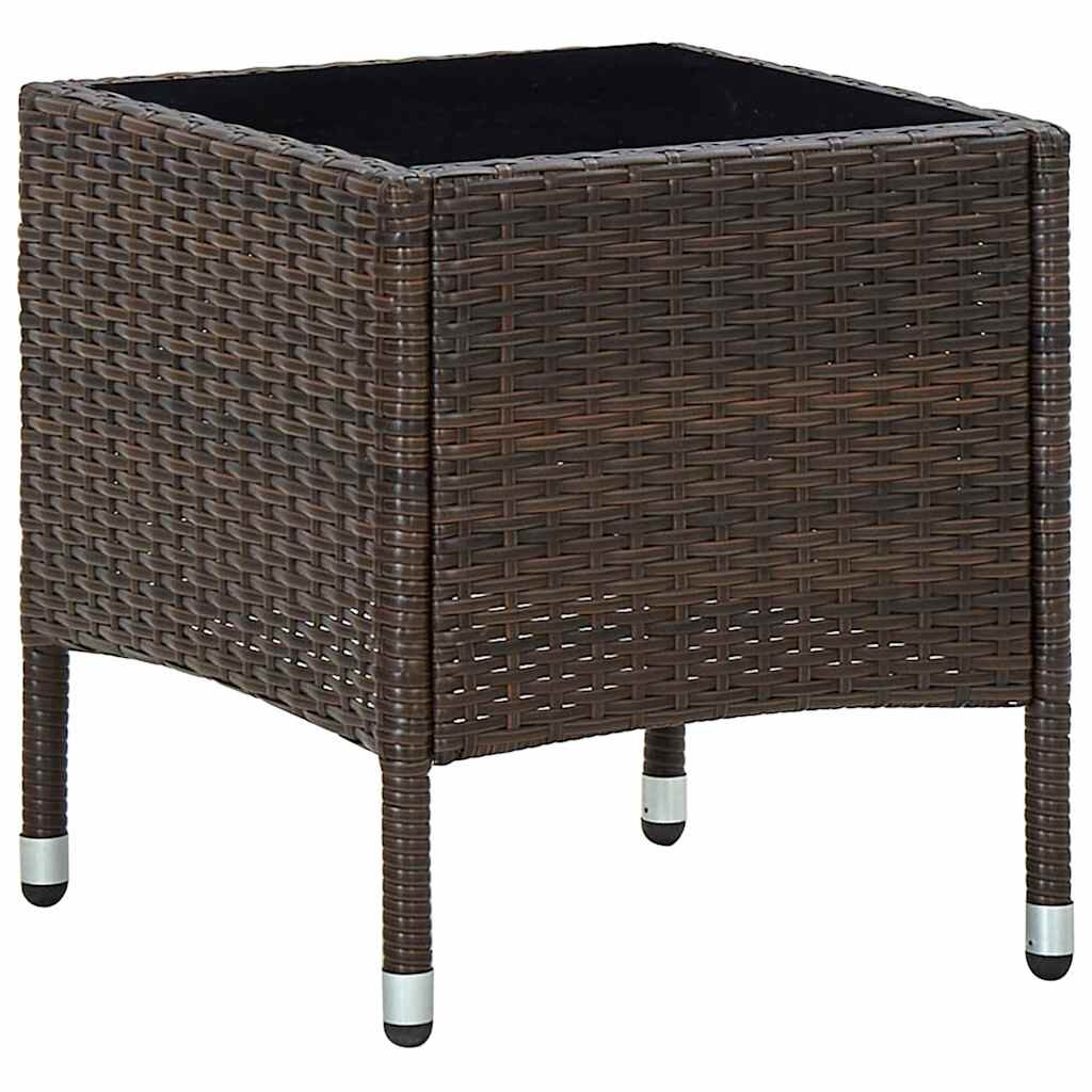 vidaXL Градинска маса кафява 40x40x45 см полиратан