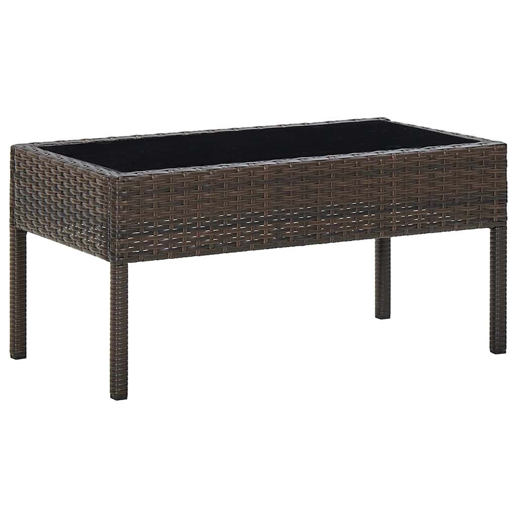 vidaXL Градинска маса кафява 75x40x37 см полиратан