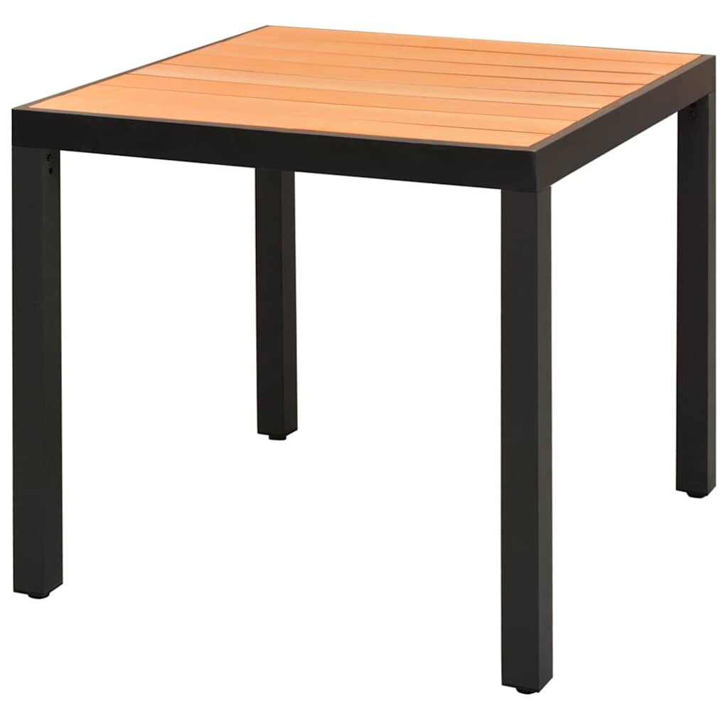 vidaXL Градинска маса кафява 80x80x74 см алуминий и WPC