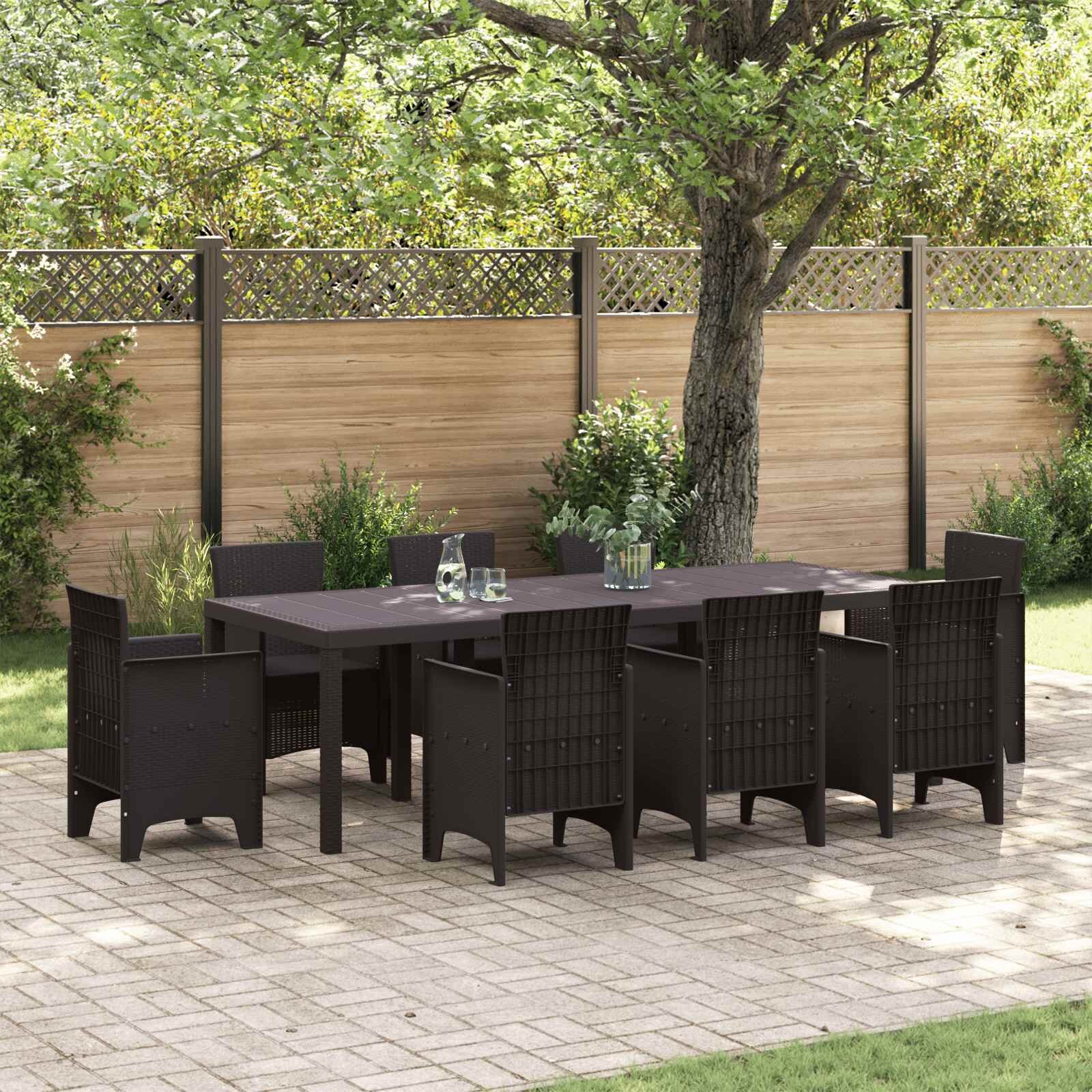 vidaXL Градинска маса Кафяво 250 x 100 x 73 см полиратан