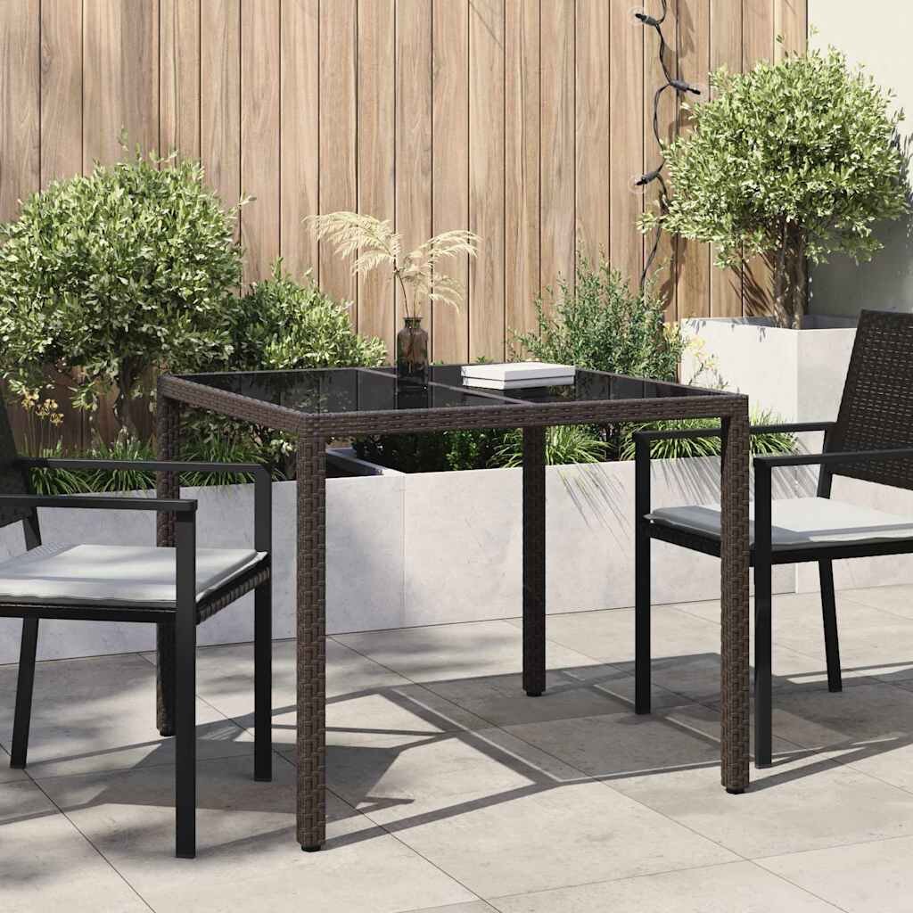 vidaXL Градинска маса Кафяво 90 x 90 x 75 cm полиратан