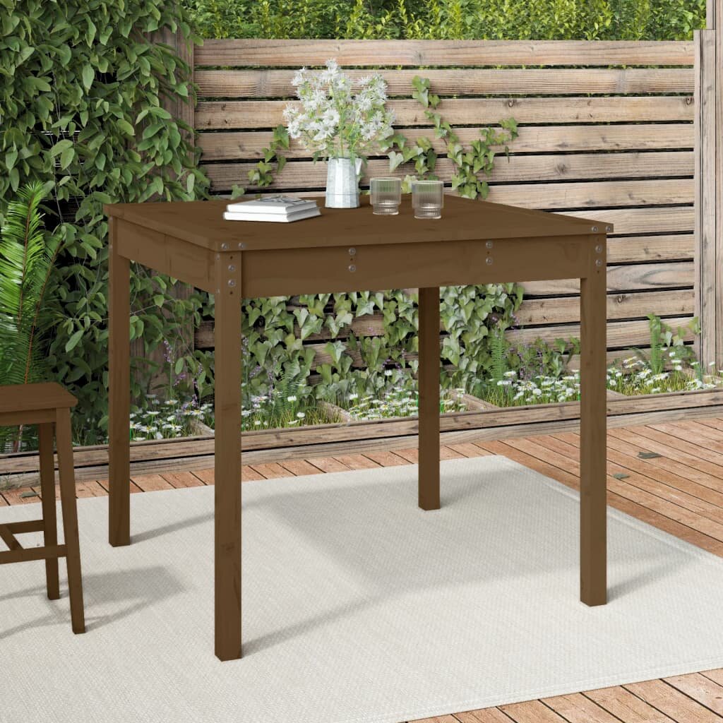 vidaXL Градинска маса меденокафява 825x825x76 см борово дърво масив
