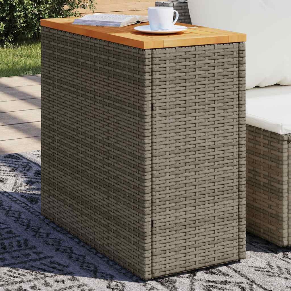 vidaXL Градинска маса с дървен плот сива 58x275x55 см полиратан