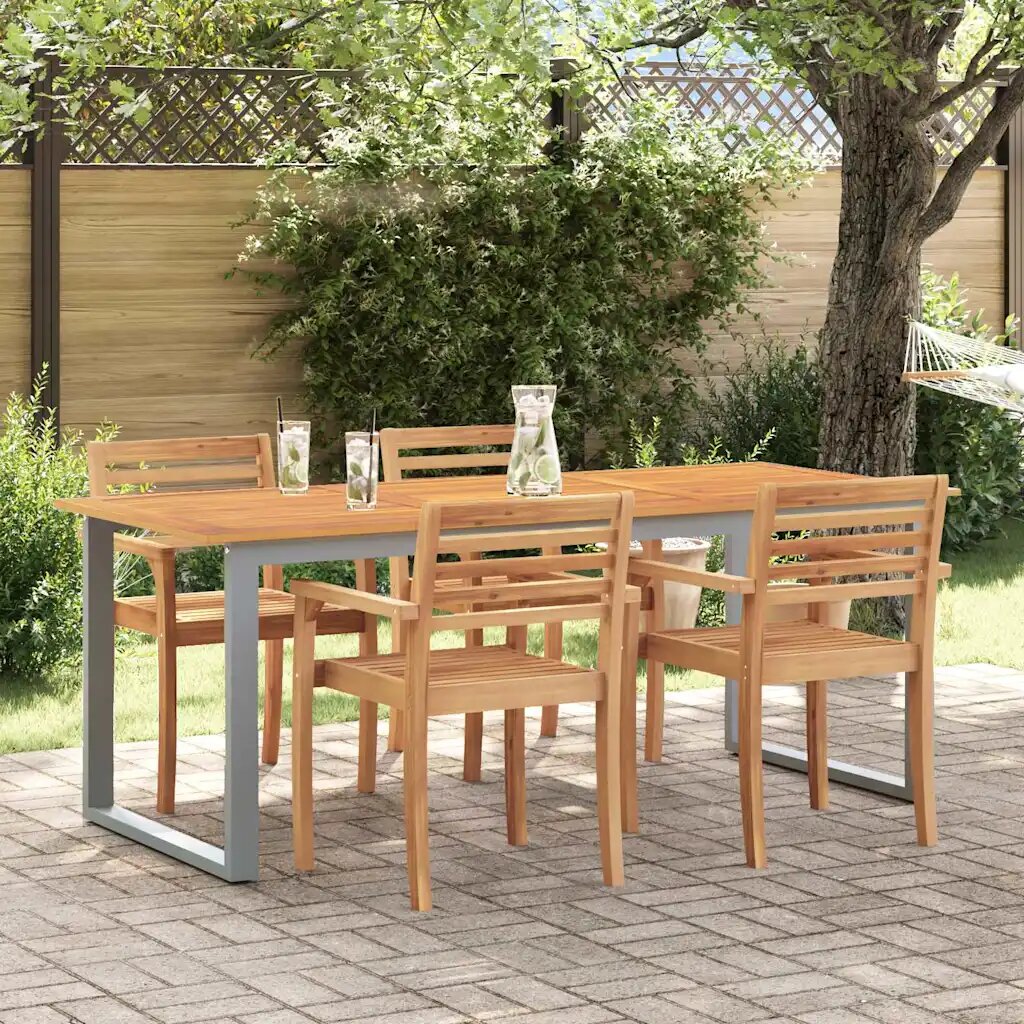 vidaXL Градинска маса Сив 160 x 80 x 75 cm Солидно акациево дърво