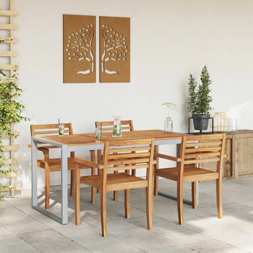 vidaXL Градинска маса Сив 160 x 80 x 75 cm Солидно акациево дърво