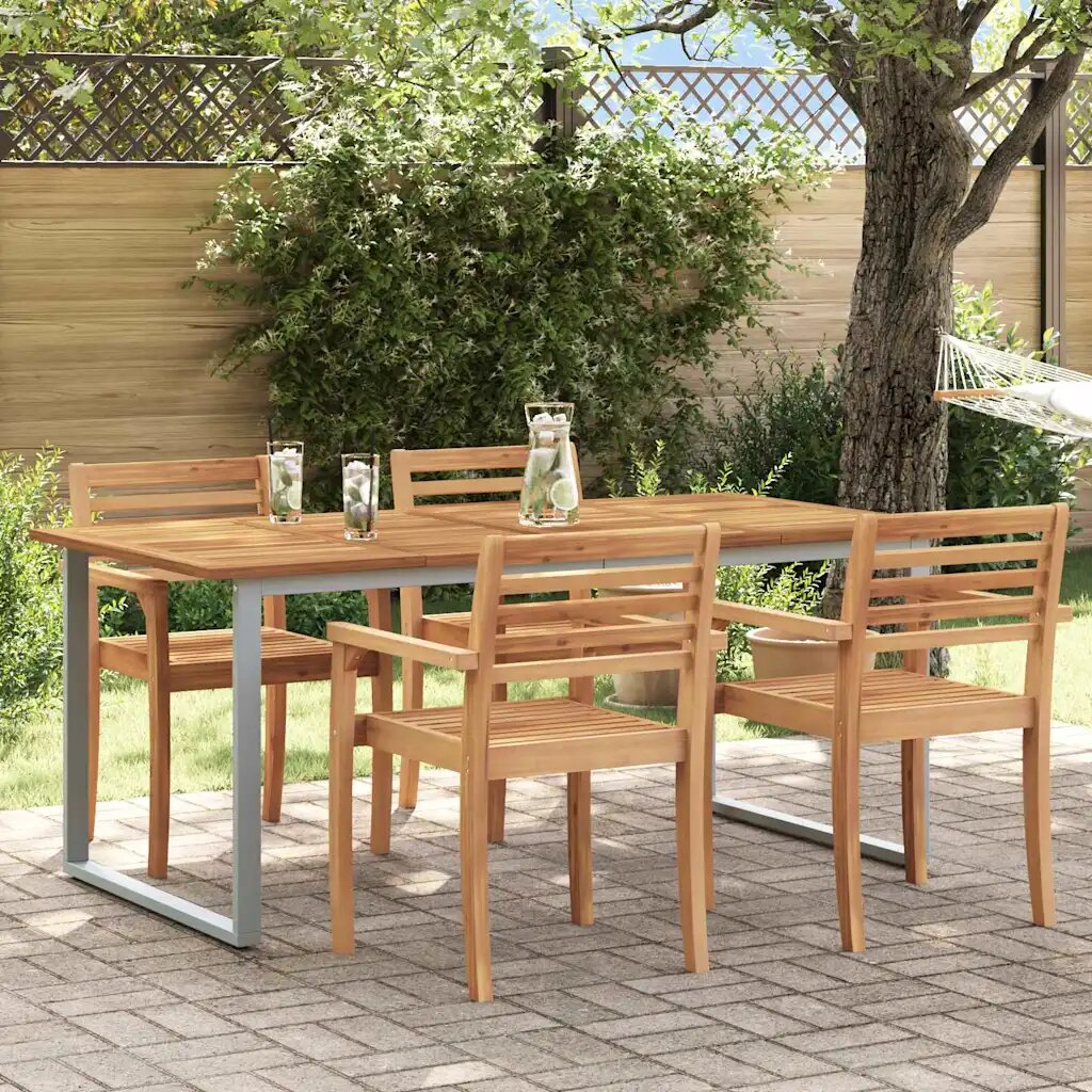vidaXL Градинска маса Сив 180 x 90 x 75 cm Солидно акациево дърво