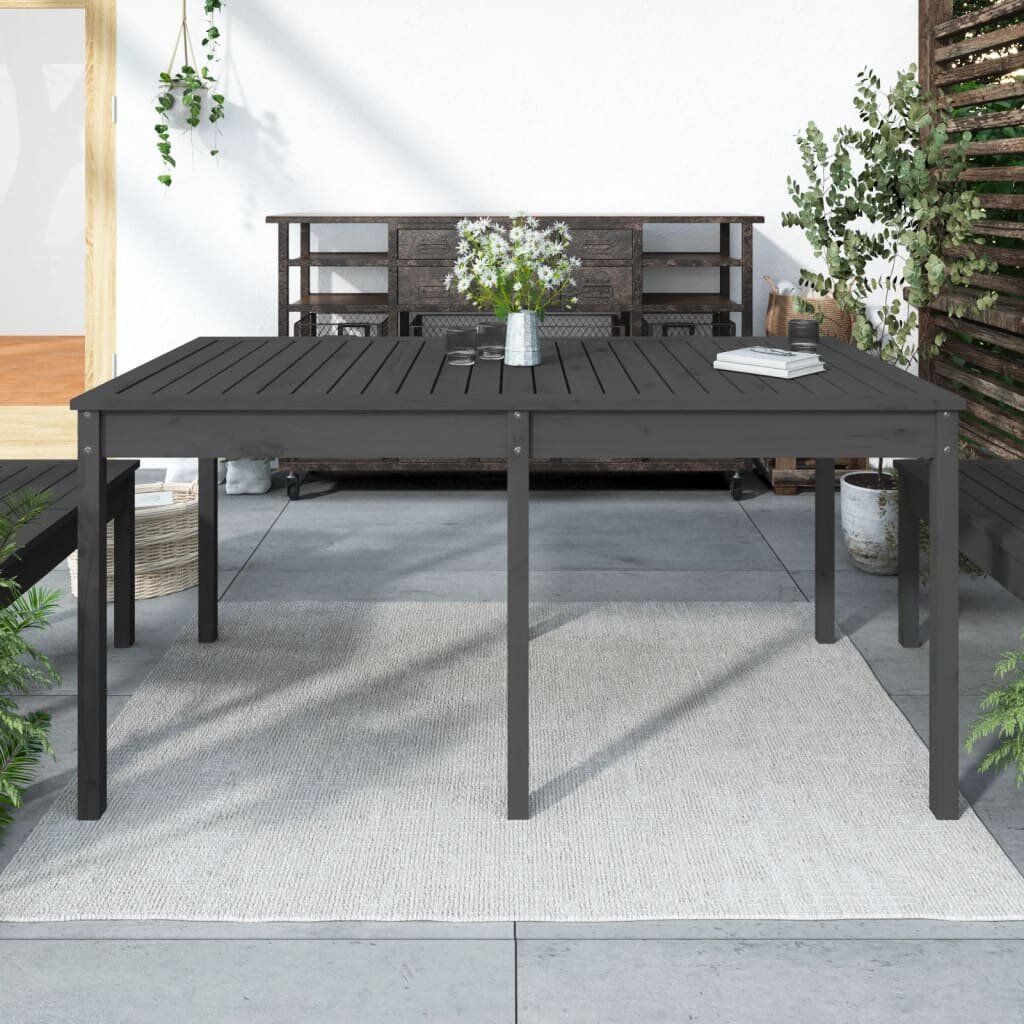 vidaXL Градинска маса сива 1595x825x76 см борово дърво масив