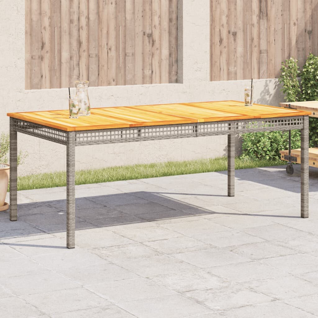 vidaXL Градинска маса сива 180x90x75 см полиратан и акациево дърво