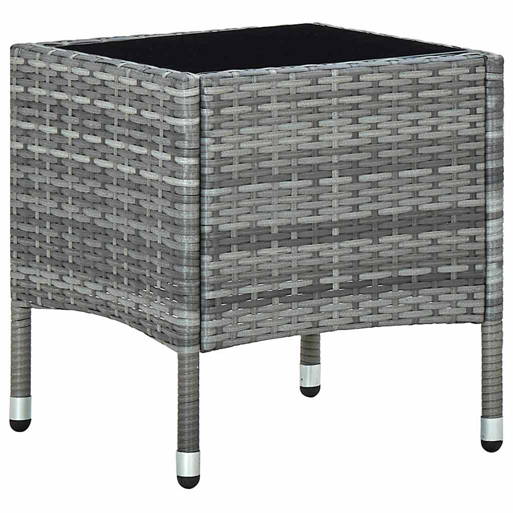 vidaXL Градинска маса сива 40x40x45 см полиратан