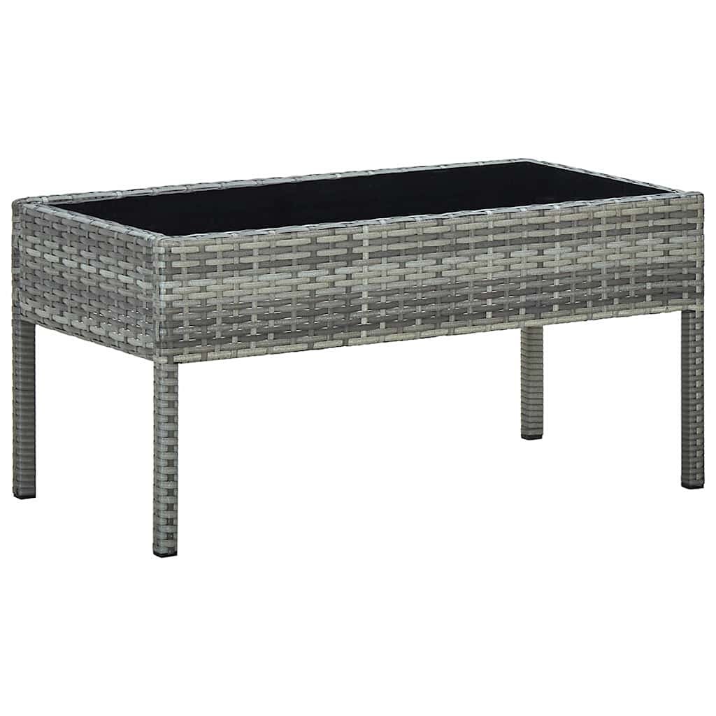 vidaXL Градинска маса сива 75x40x37 см полиратан