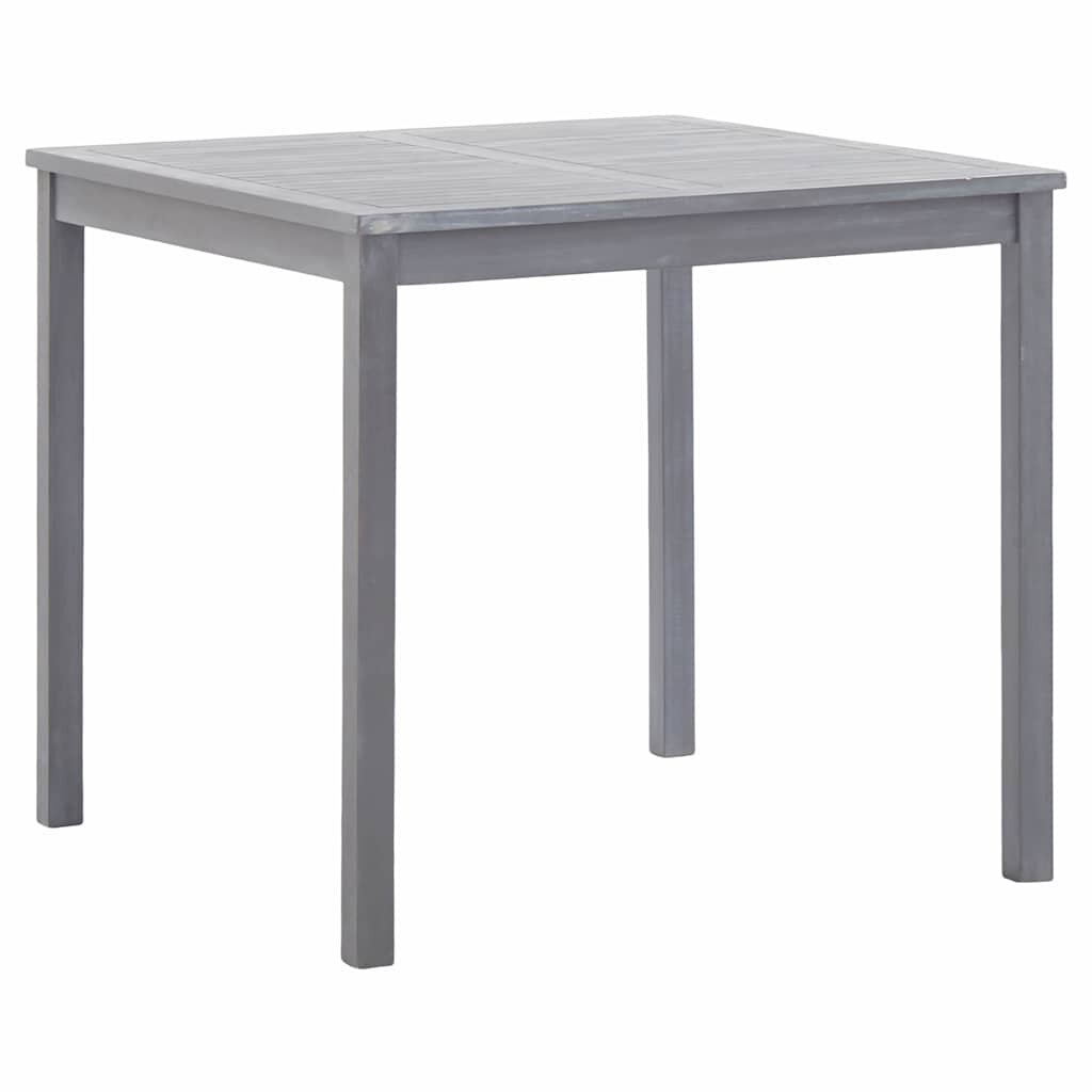 vidaXL Градинска маса сива 80x80x74 см акация масив