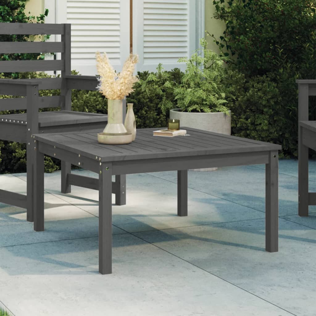 vidaXL Градинска маса сива 825x825x45 см борово дърво масив