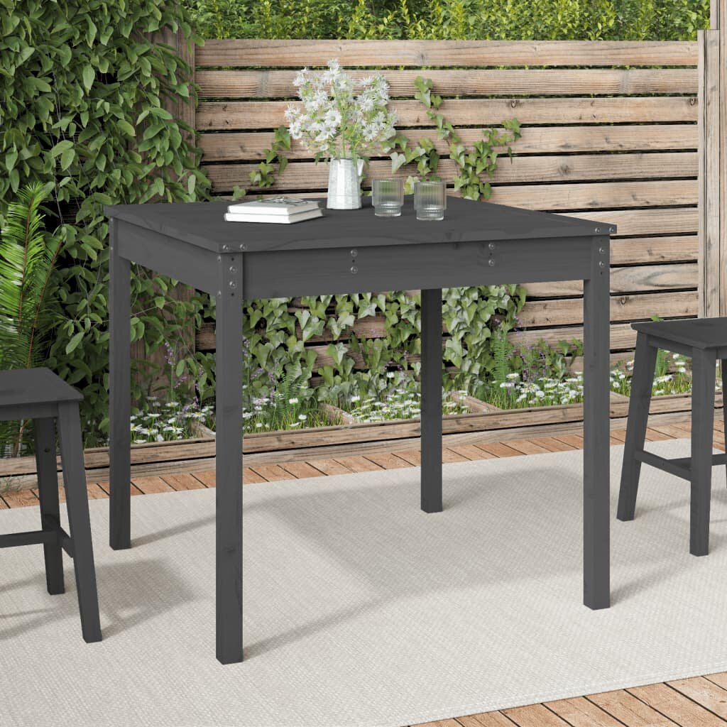 vidaXL Градинска маса сива 825x825x76 см борово дърво масив