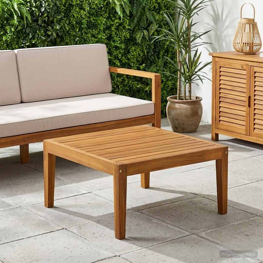 vidaXL Градинска маса Солидно акациево дърво Натурално 60 x 60 x 30 cm