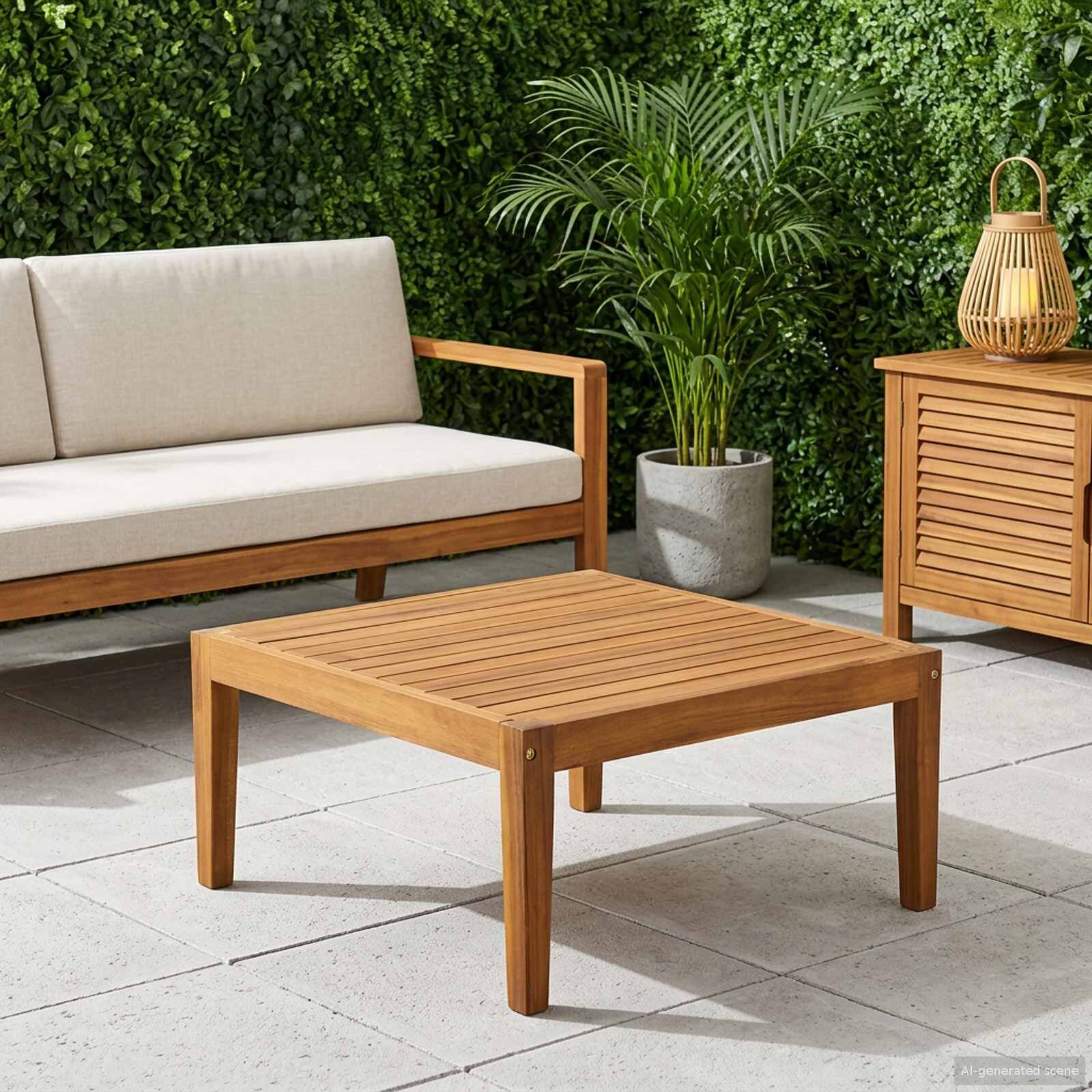 vidaXL Градинска маса Солидно акациево дърво Натурално 60 x 60 x 30 cm