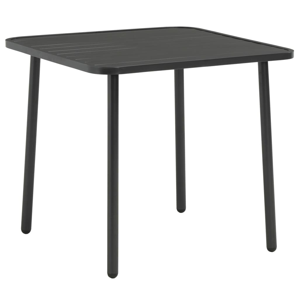 vidaXL Градинска маса тъмносива 80x80x72 см стомана
