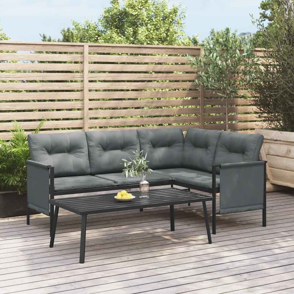 vidaXL Градинска маса за кафе антрацит 110x55x35 cм стомана