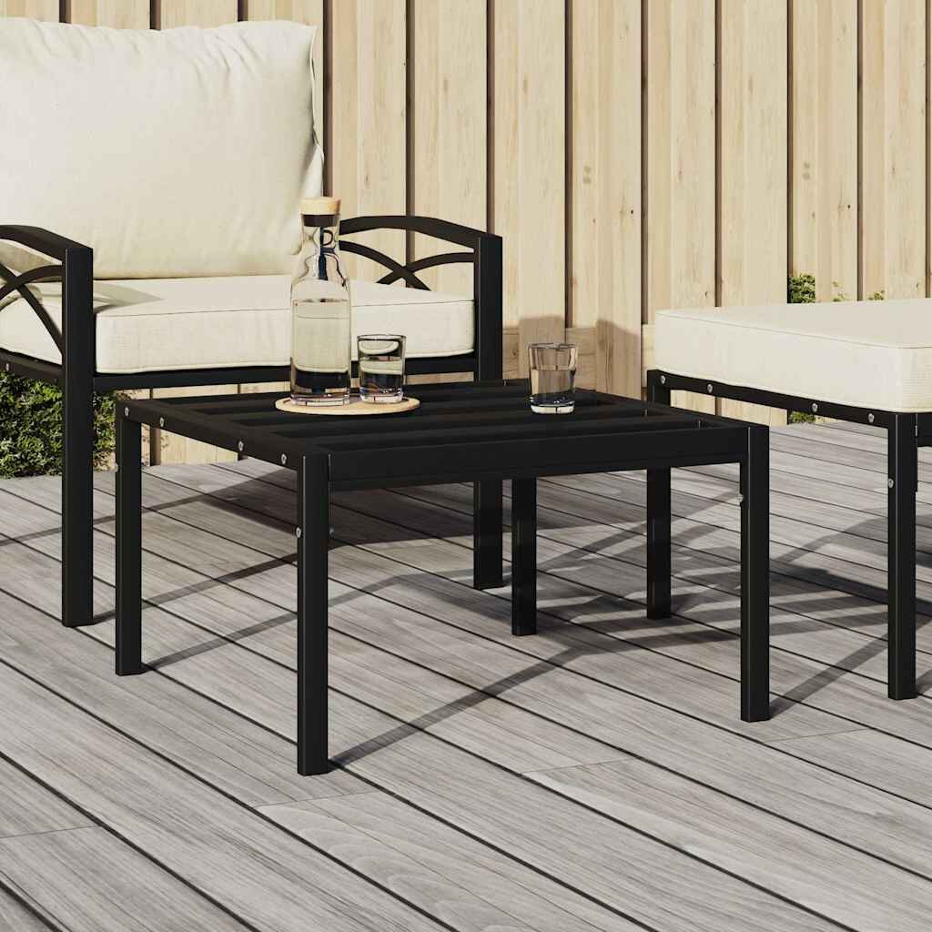vidaXL Градинска маса за кафе черна 60x60x35 cм стомана