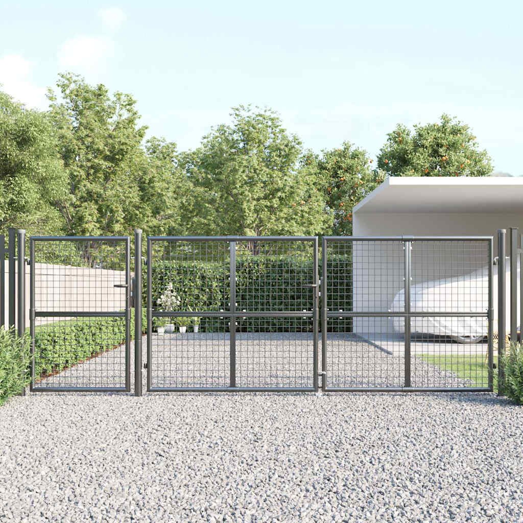 vidaXL Градинска мрежеста порта антрацит 400x125 см поцинкована стомана