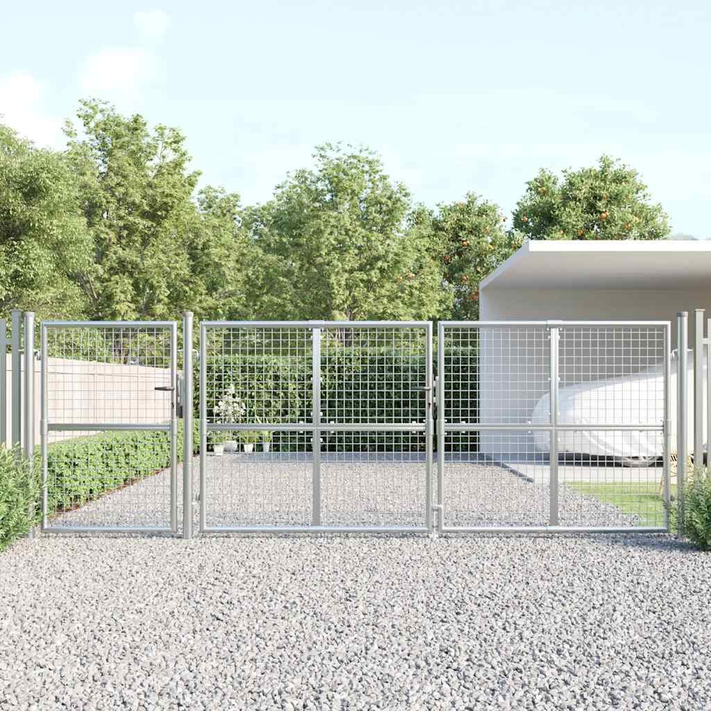 vidaXL Градинска мрежеста порта сребриста 400x125 см поцинкована стомана