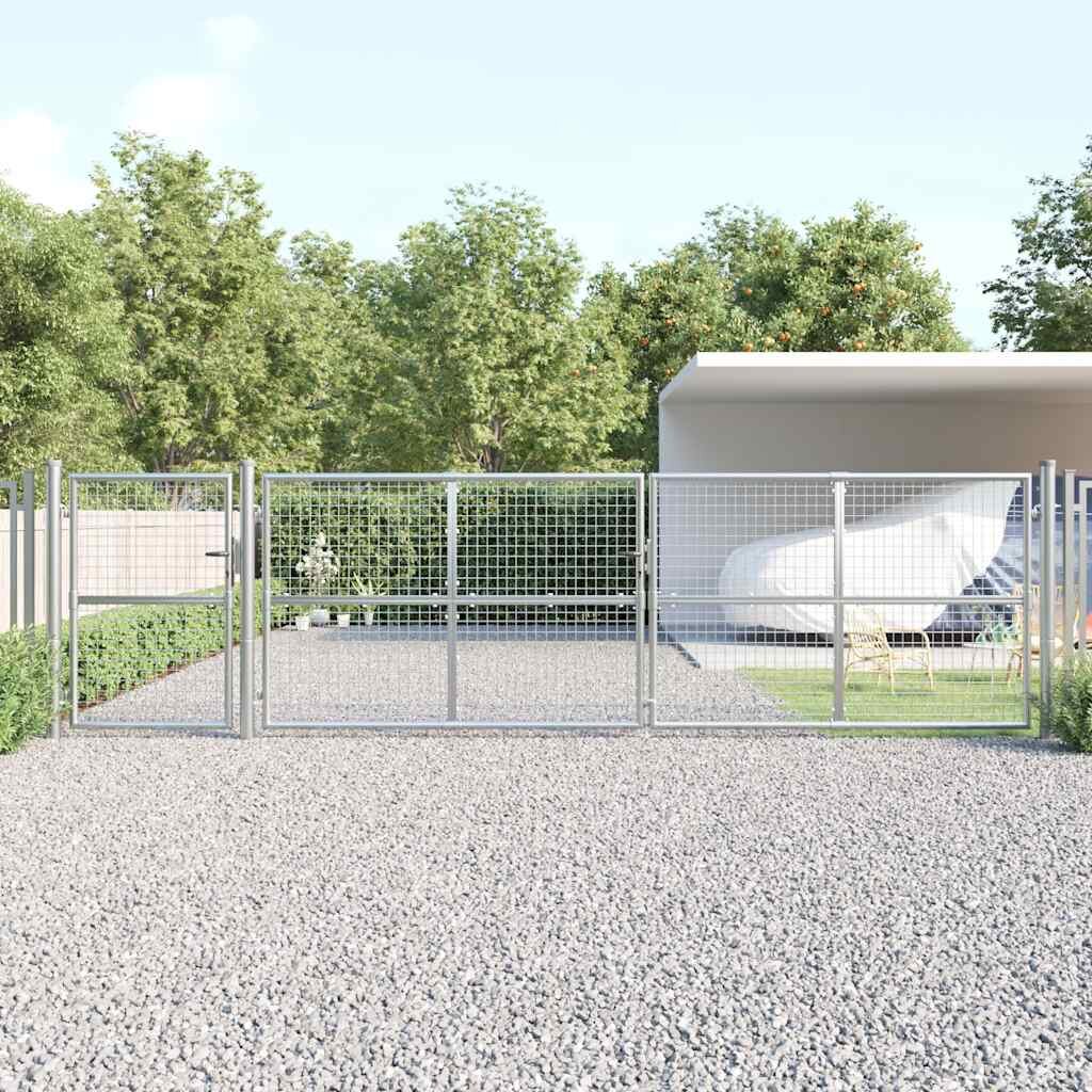 vidaXL Градинска мрежеста порта сребриста 500x125 см поцинкована стомана