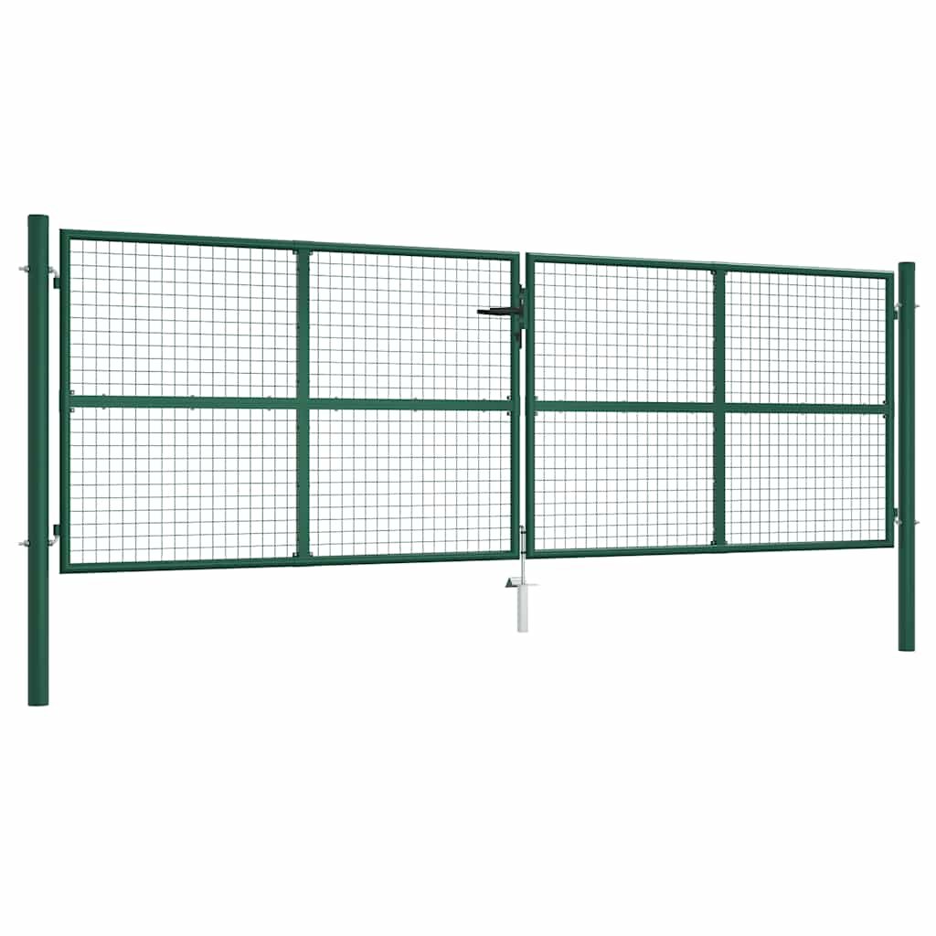 vidaXL Градинска мрежеста порта стомана 400x125 см зелена