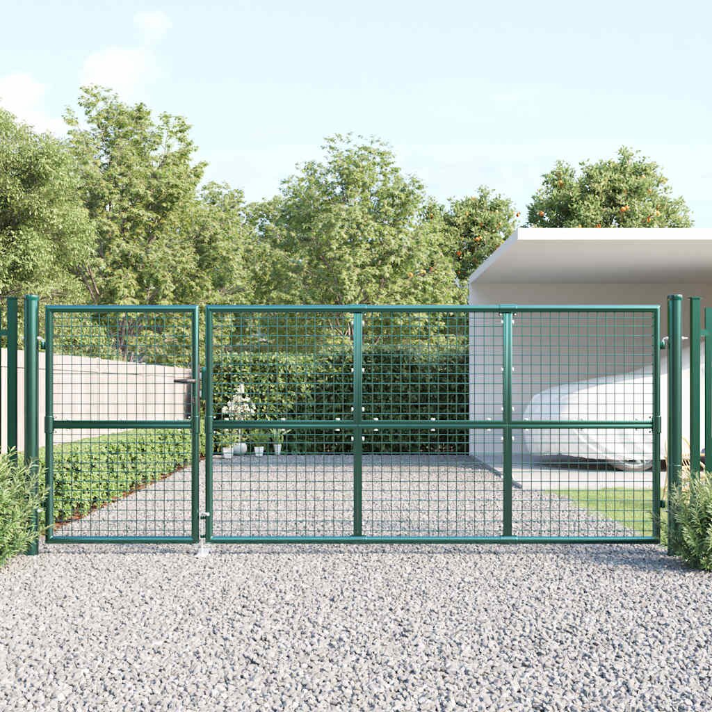 vidaXL Градинска мрежеста порта зелена 350x125 см поцинкована стомана
