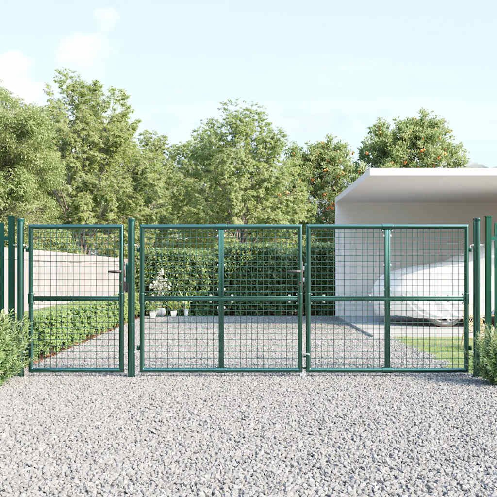 vidaXL Градинска мрежеста порта зелена 400x125 см поцинкована стомана