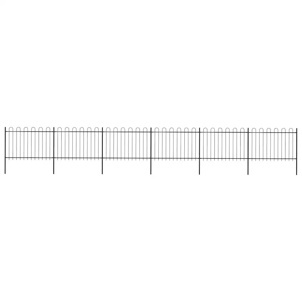 vidaXL Градинска ограда с обръч връх стомана 1005x120 см черна