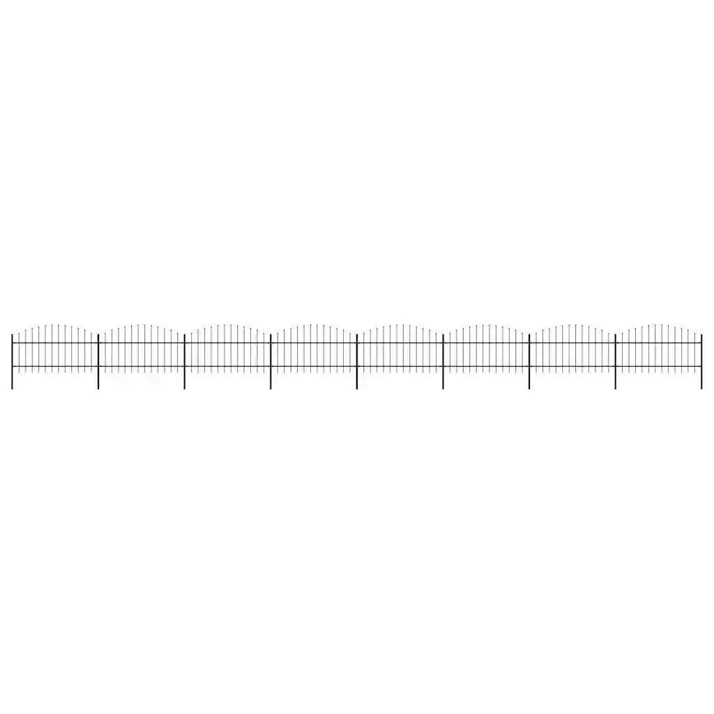 vidaXL Градинска ограда с пики стомана (1-125)x136 м черна