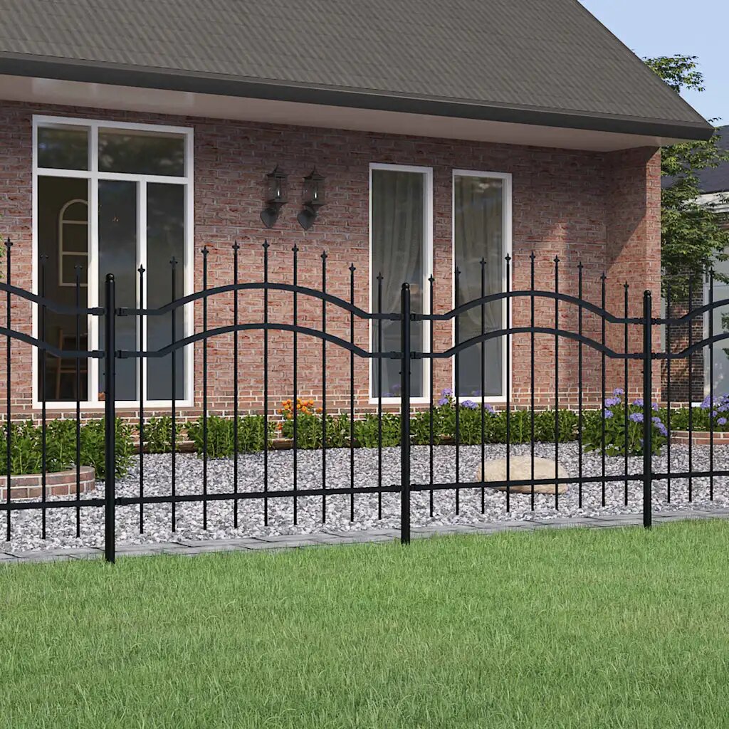 vidaXL Градинска ограда Woerden с връх тип копие черна 240x100 см стомана