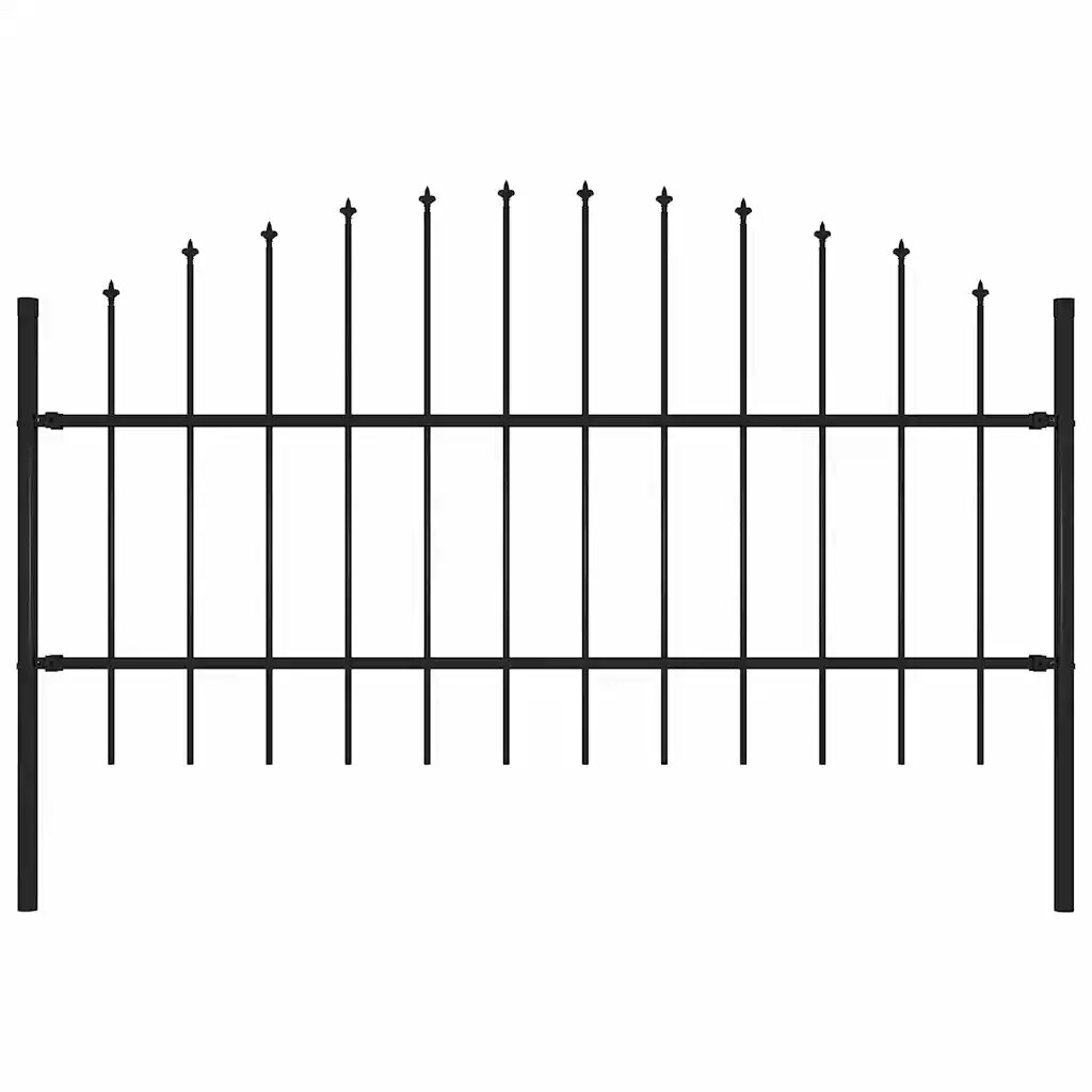 vidaXL Градинска ограда Woerden с връх тип копие стомана 170x100 см черна
