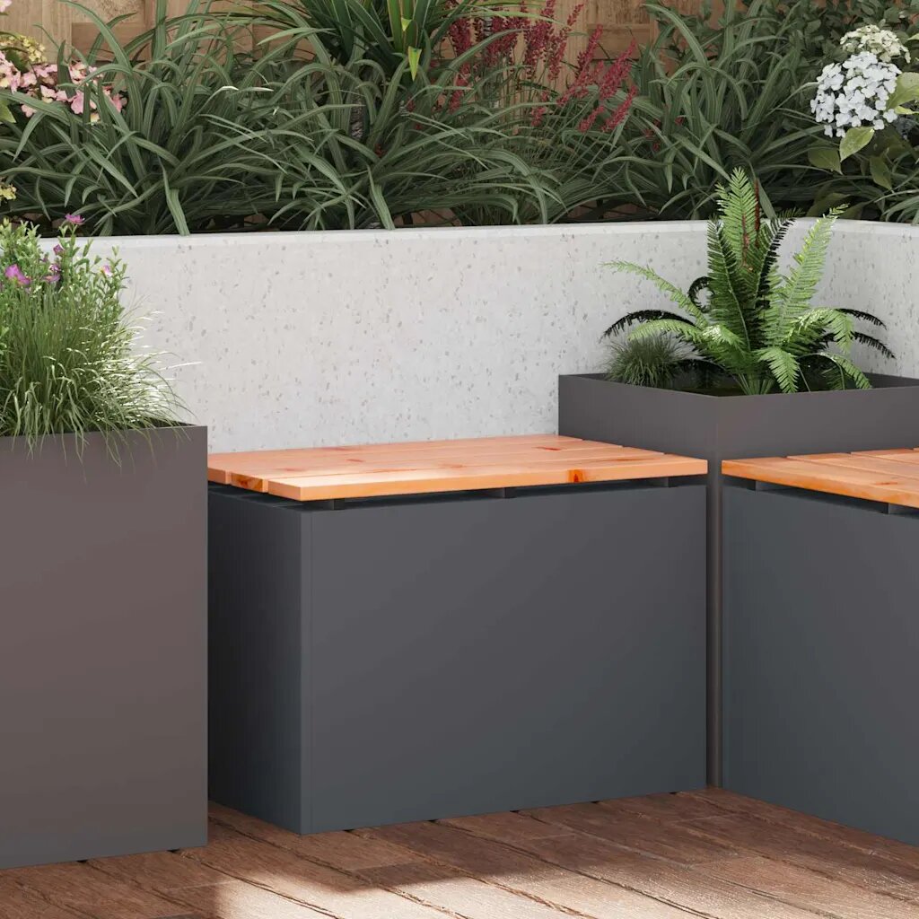 vidaXL Градинска пейка 1-Брой места 60 x 40 x 43 см Стомана Антрацит
