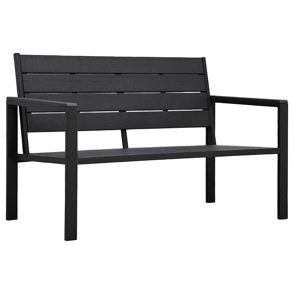 vidaXL Градинска пейка 120 cм HDPE черна имитация на дърво
