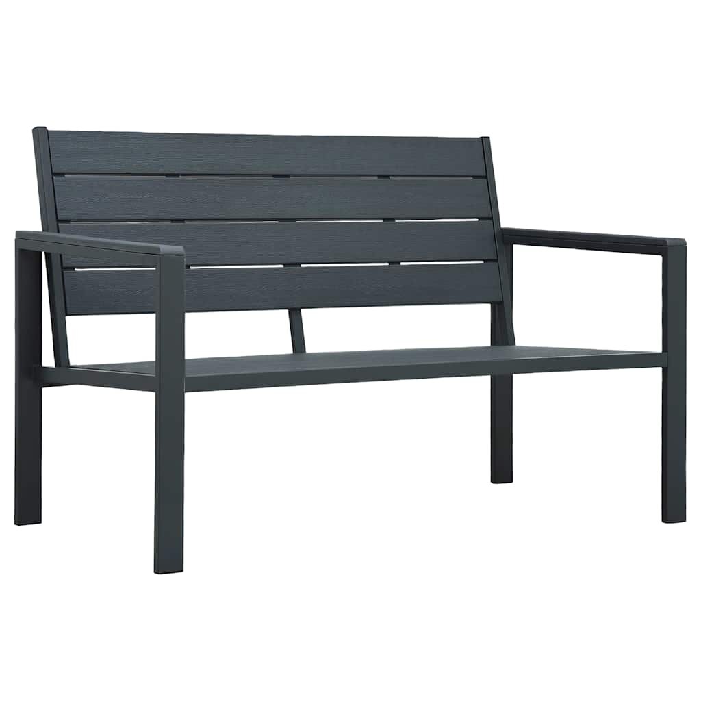 vidaXL Градинска пейка 120 cм HDPE сива имитация на дърво