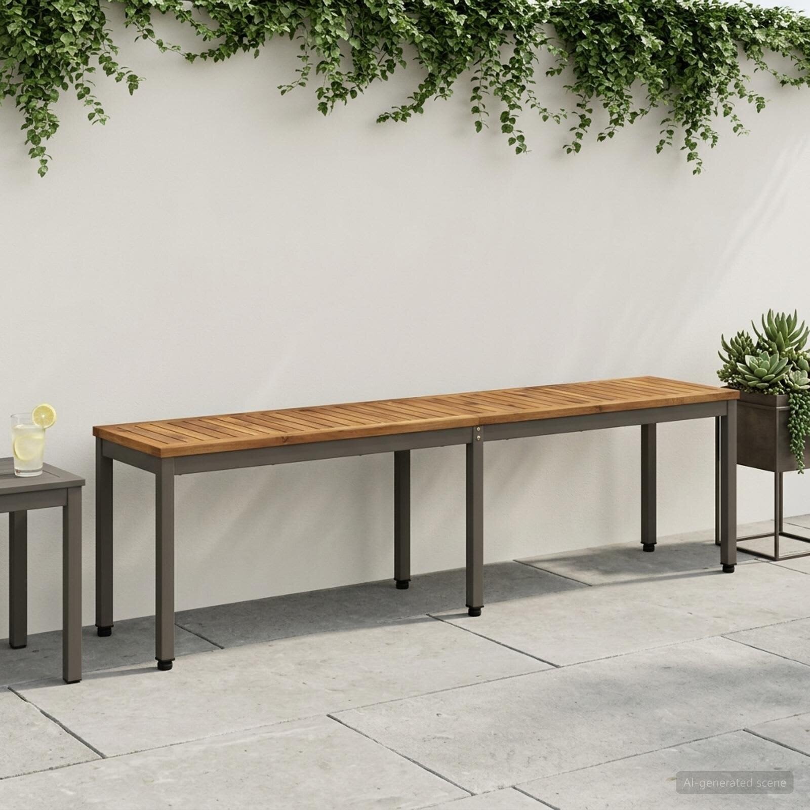 vidaXL Градинска пейка 161 x 35 x 45 см Солидно акациево дърво