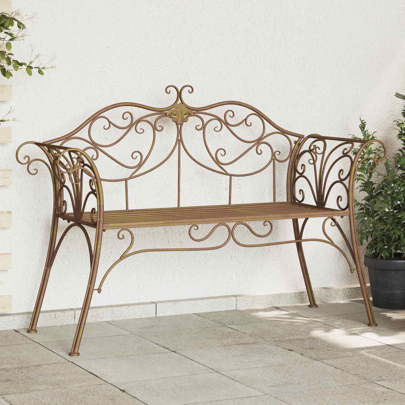 vidaXL Градинска пейка 2-Брой места 130 x 47 x 90 см Стомана