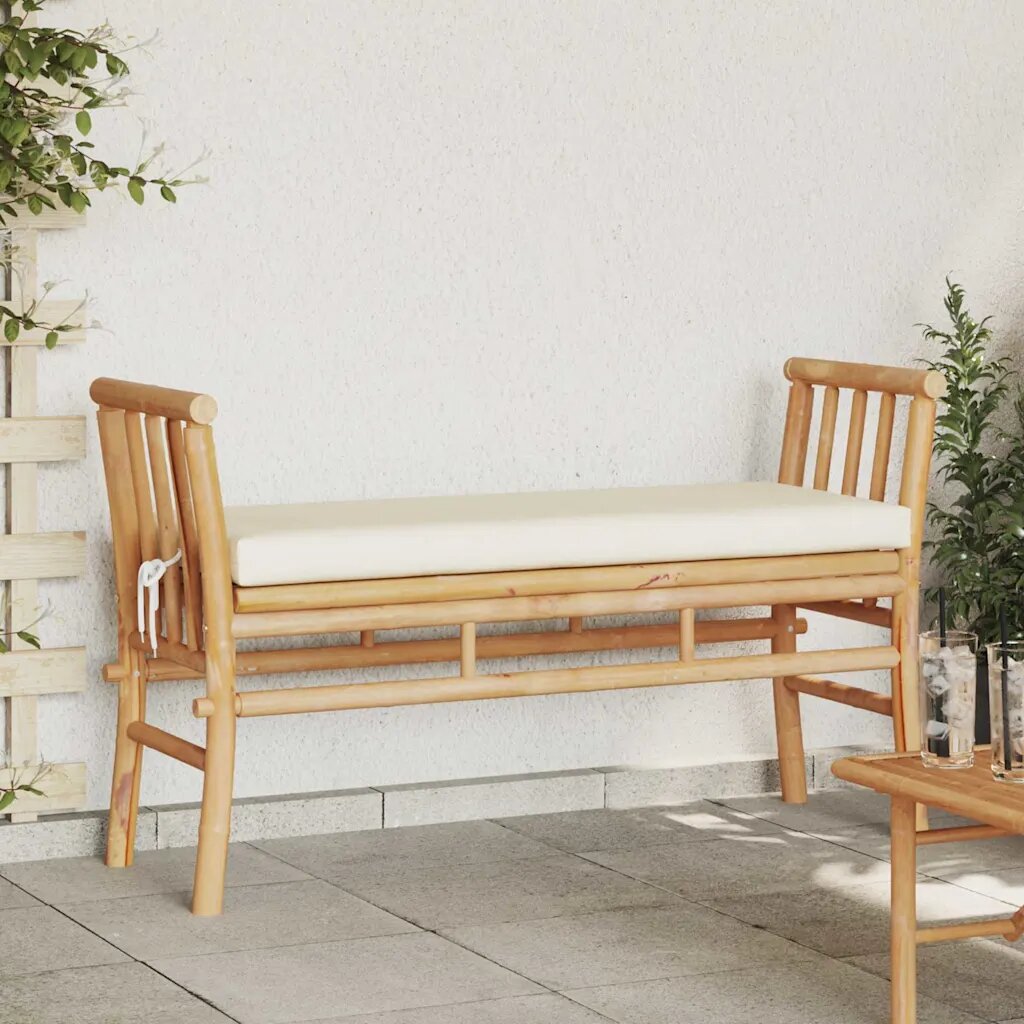 vidaXL Градинска пейка 2 -Seater 110 x 38 x 65 см бамбук Кафяво